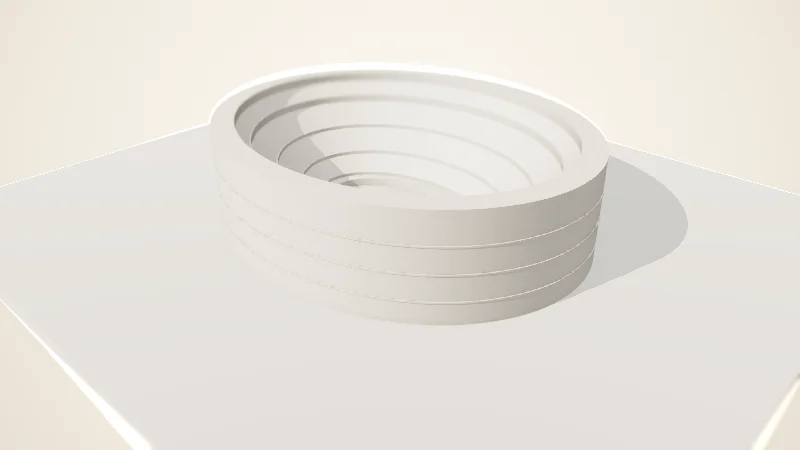 Maqueta blanca de los anillos concéntricos y el graderío del Coliseo