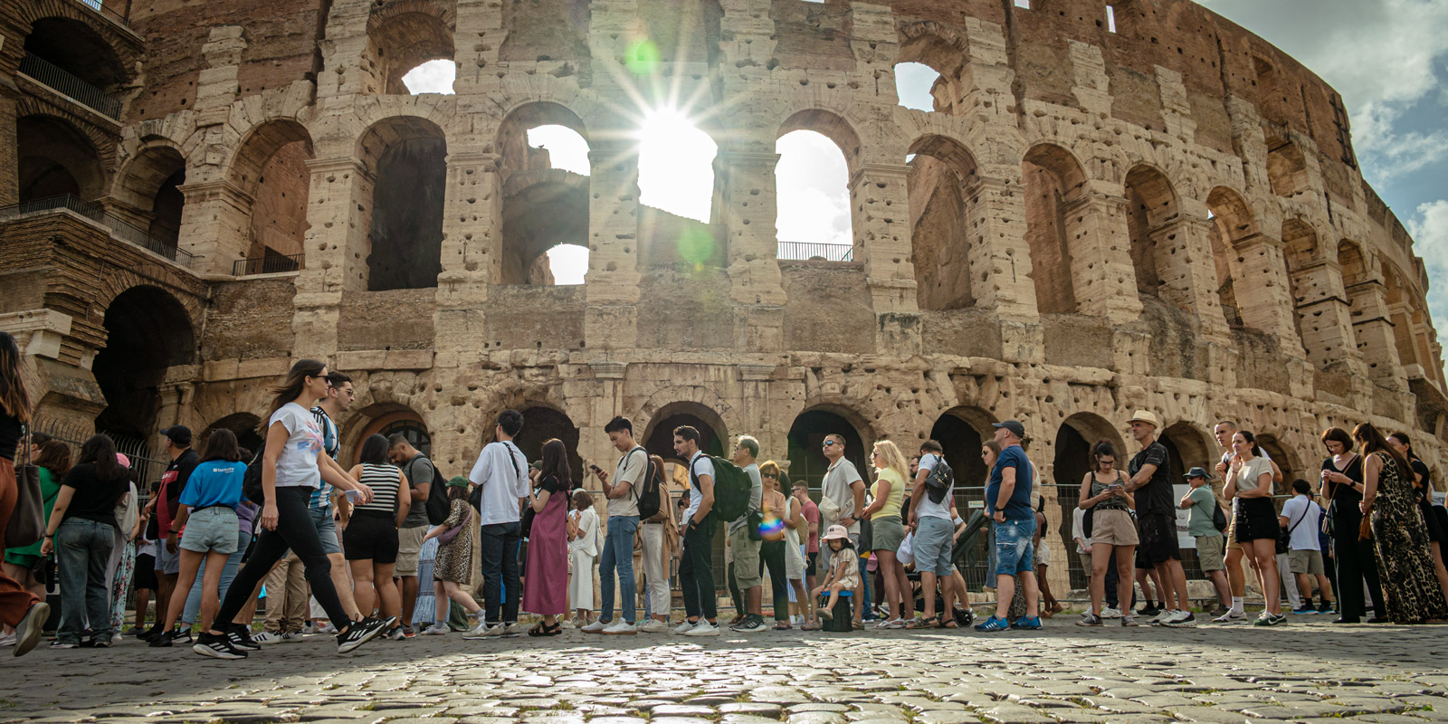 Visitors to the Colosseum in Rome